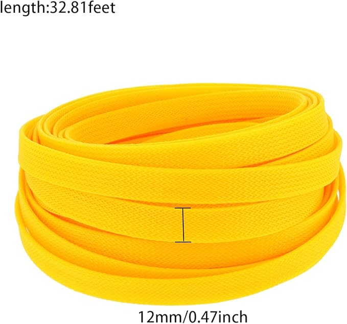 Aicosineg Cable Sleeve Braided Sleeving PET Wire Loom Tubing Cable 32.81ft-4/9inch Wrap Protector for HiFi Audio and Video Headphone Cable Protect Wires from Chewing of Pets Yellow