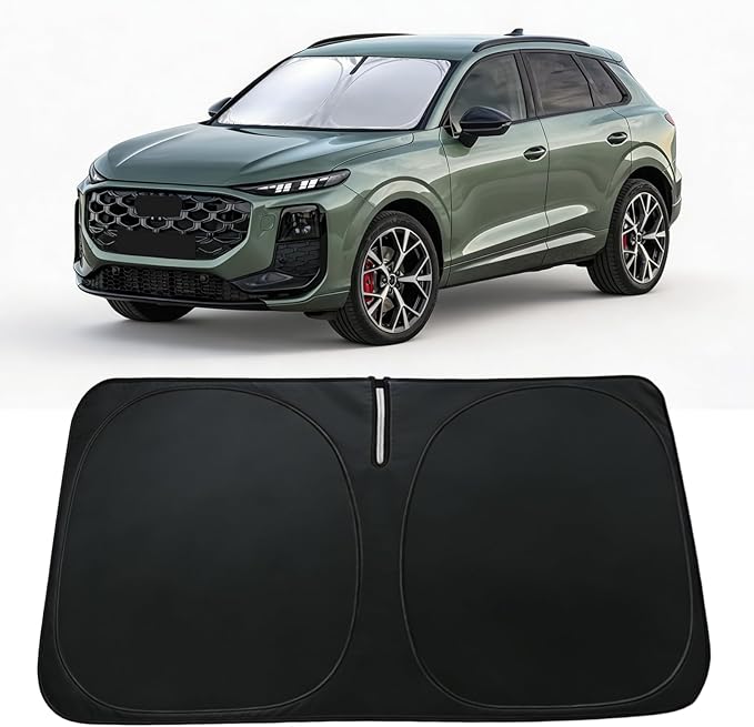 Windshield Sun Shade for Audi Q3 2019-2026, Car Front Window Sunshade with 240T Sun Visor Protector Blocks UV Rays Heat Sun Shield Accessories