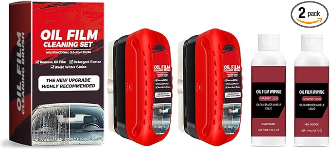 Clear Vision Windshield Cleaner, ClearVision Car Glass Cleaner, Automotive Oil Film Cleaning Brush for Car Windows, Improves Glass Clarity and Visibility(2Pcs)