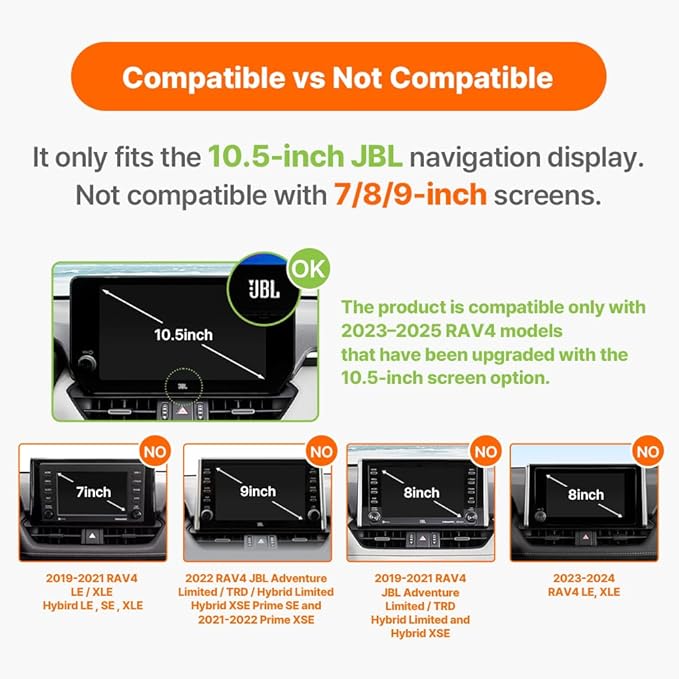 FICS Car Phone Holder for Toyota RAV4 2023 2024 2025 – Compatible Only with 10.5" JBL Screen – Custom-Fit Mount for Seamless Integration, Interior Accessories for Navigation Use