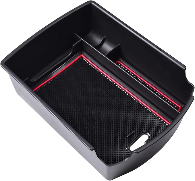 EDBETOS Center Console Organizer Tray Compatible with KIA Soul 2020 2021 2022 2023 2024 2025 Accessories EV S LX GT-Line EX Turbo, Interior Secondary Armrest Storage Box ABS Insert Tray, Red Trim
