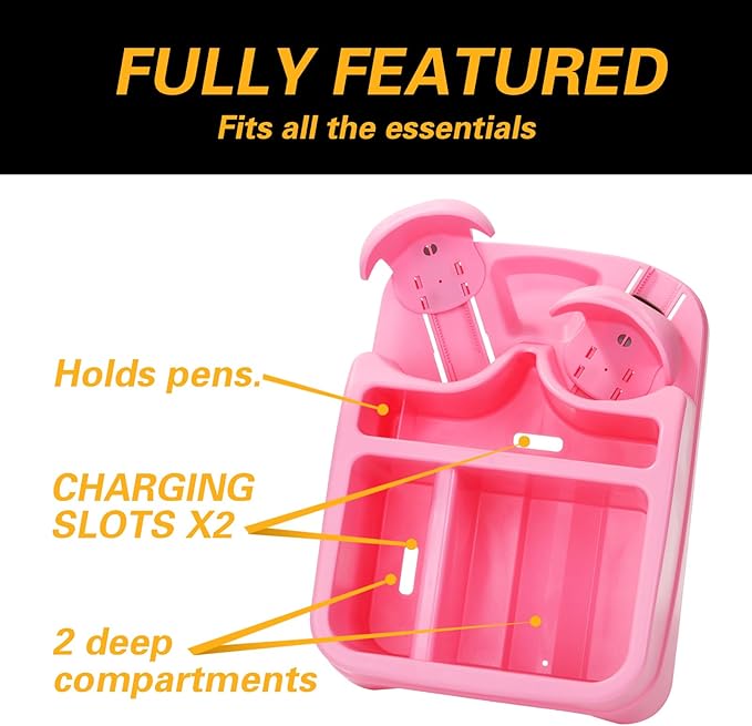 Center Console Organizer,Automotive Consoles Organizers and Storage with 2 Adjustable Cup Holders,Back Bench and Front Seat or Floor Middle Console Universal for Car Truck RV Van SUV (Pink)
