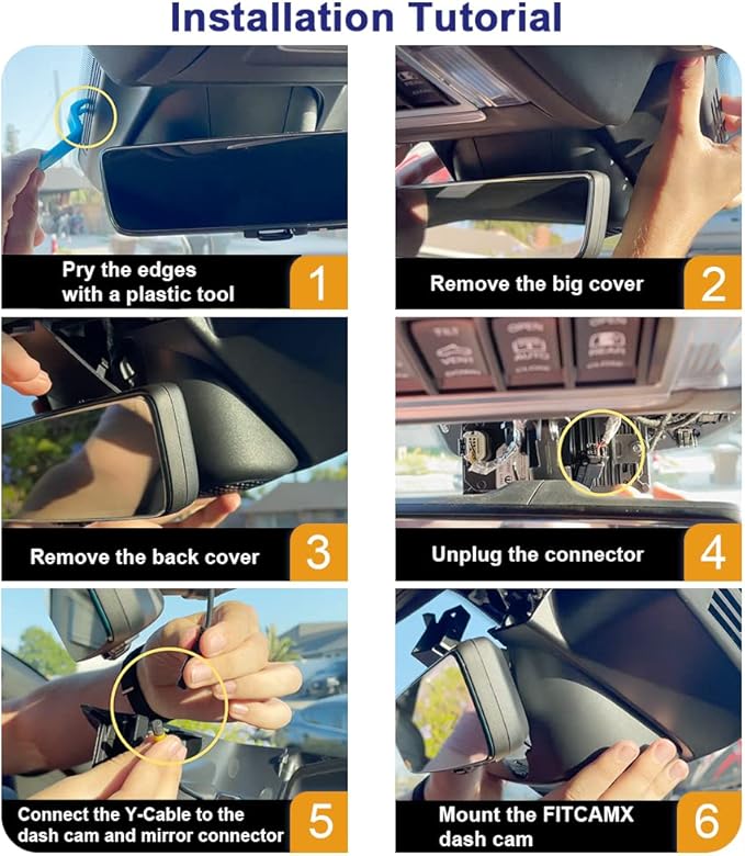 Fitcamx Front 4K+Rear 1080P Dash Cam Adapts for Dodge RAM 1500 (MODEL B) 2019-2024 Rebel Big Horn Laramie, OEM Look, Dual HD Video, WiFi Connect&APP, Loop Recording G-Sensor, Easy to Set, 128GB Card