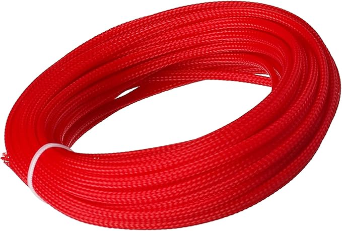 Aicosineg 32.81ft PET Flexible Braided Cable Sleeve 0.16inch Width Wire Loom Sleeving and Organizer Flexible Wire Mesh Sleeve Wrap Protector for TV Audio PC Cords from Pets Chewing Red