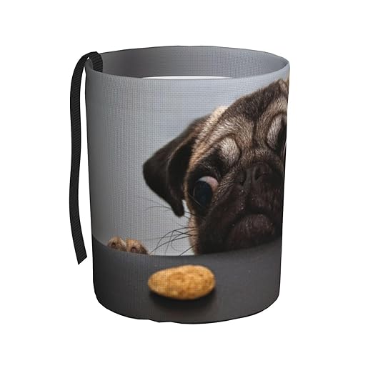 Cute Pug Dog Print Car Trash Can Leak Proof Hanging Waterproof Garbage Can Multipurpose Trash Bin for Car SUV Front Seat Headrest Collapsible and Portable Storage Pocket