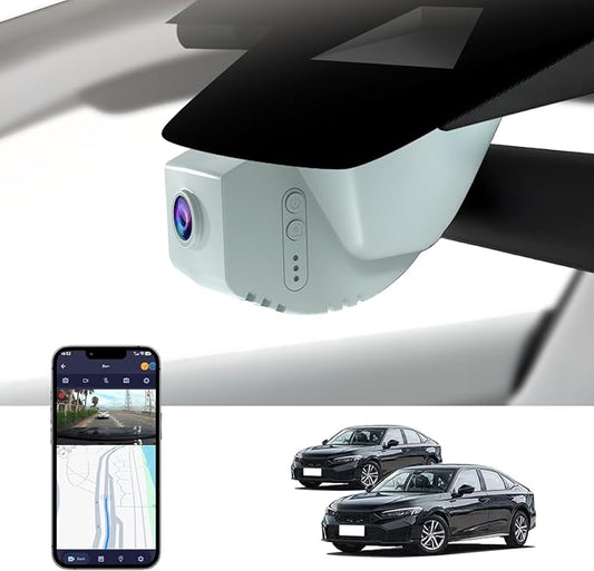 Single Channel 4K Dash cam for Honda Civic 2022-2026 (Grey) Type R Sport LX EX Touring,Easy Installation,OEM-Style,Collision Detection,Loop Recording,WiFi & App,64G Card