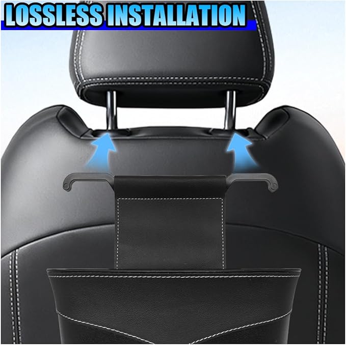 Mini Car Trash Can - Leak-Proof Hanging Car Garbage Can Auto Trash Bag Organizer - Small Garbage Bin Container Vehicle Front Back Seat Storage Accessories for Cars Home Office (BackSeat)
