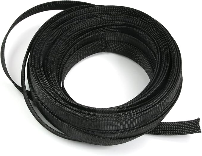 Aicosineg Cable Sleeve Braided Sleeving PET Wire Loom Tubing Cable 32.81ft-5/8inch Wrap Protector for HiFi Audio and Video Headphone Cable Protect Wires from Chewing of Pets Black