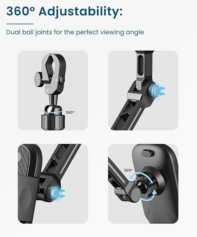 Rear View Mirror Phone Holder, Premium Aluminum Alloy Mount with Multi-Angle Adjustment, Rearview Mirror Phone Holder Mount For Car & Truck, Universal Accessories Compatible with All Cell Phone