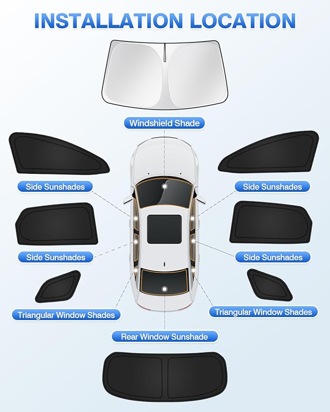 Canvcle Sunshades for 2023-2025 2026 Kia Sportage Accessories Windshield Sun Shade Side Rear Window Shade Cover Sun Visor Shield Privacy Protection for Camping Keep Vehicle Cool Black 8PCS