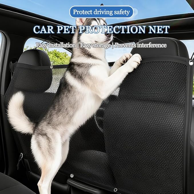 Dog Car Barrier for GMC Sierra 2500HD AT4 2020-2024, Universal Adjustable Breathable Mesh Pet Divider Keeps Pets Safe in Back Seat Quick Installation