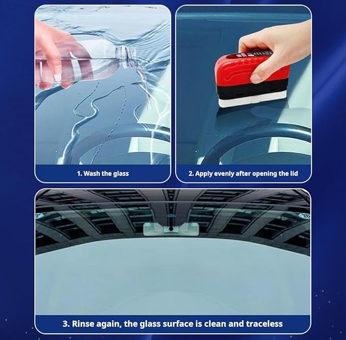 3PC 2026 Upgrade Automotive Oil Film Cleaning Brush,3PCS Car Glass Coating for Windshield Oil Film Remover, Car Glass Remover for Windshield Improves Clarity and Visibility（Red）