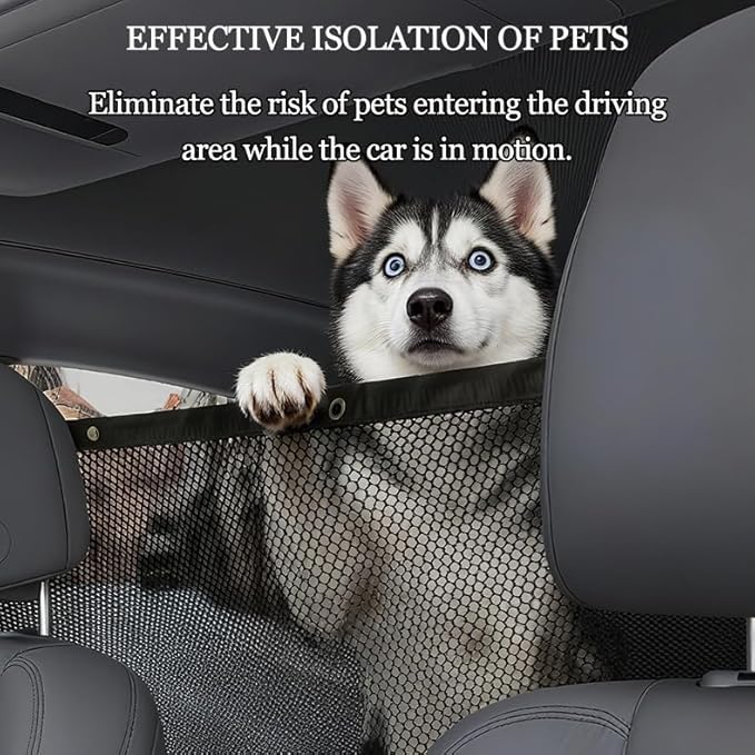Dog Car Barrier for Toyota Tundra 1794 Edition, Universal Adjustable Breathable Mesh Pet Divider Keeps Pets Safe in Back Seat Quick Installation
