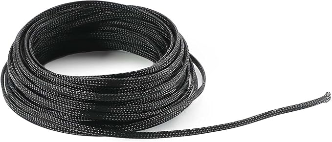 Aicosineg 32.81ft PET Flexible Braided Cable Sleeve 0.16inch Width Wire Loom Sleeving and Organizer Flexible Wire Mesh Sleeve for TV Audio PC Cords from Pets Chewing Black
