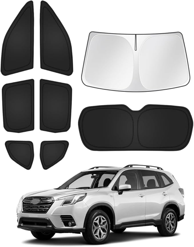 T TGBROS Windshield Sun Shade for Subaru Forester 2025-2026 Car Window Shades Thicken UV Block and Blackout Privacy Foldable Sunshades 8PCS Accessories Keep Cool Sun Visor Covers