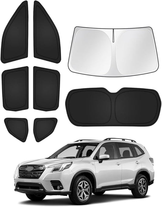 T TGBROS Windshield Sun Shade for Subaru Forester 2025-2026 Car Window Shades Thicken UV Block and Blackout Privacy Foldable Sunshades 8PCS Accessories Keep Cool Sun Visor Covers