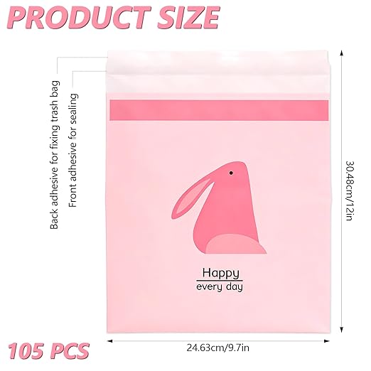 105 Pcs Car Trash Bags Disposable, Car Garbage Bag, Self Adhesive Small Trash Bags for Car, Portable Waterproof Leak Proof Barf Vomit Bags, Self Adhesive Cleaning Bags for Cars, Bedrooms, Kitchens