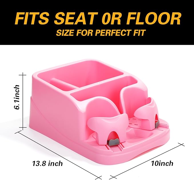 Center Console Organizer,Automotive Consoles Organizers and Storage with 2 Adjustable Cup Holders,Back Bench and Front Seat or Floor Middle Console Universal for Car Truck RV Van SUV (Pink)