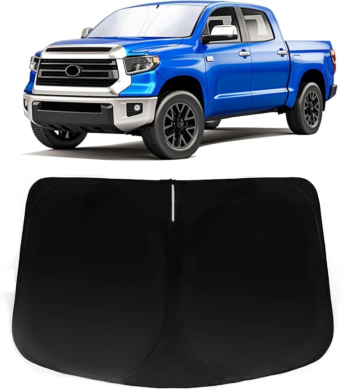 Windshield Sun Shade for Toyota Tundra 2007-2021 (Limited SR5 Platinum TRD Pro Pickup), Car Front Window Sunshade with 240T Sun Visor Protector Blocks UV Rays Heat Sun Shield Accessories