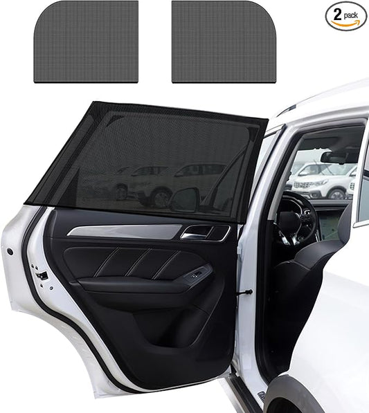 Ohleats 2 PCS Car Window Shades, Auto Front Rear Side Window Sun Shades for Block Heat & UV Protection, Breathable Mesh Baby Window Screen Covers, Universal Car Accessories (SUV Back)