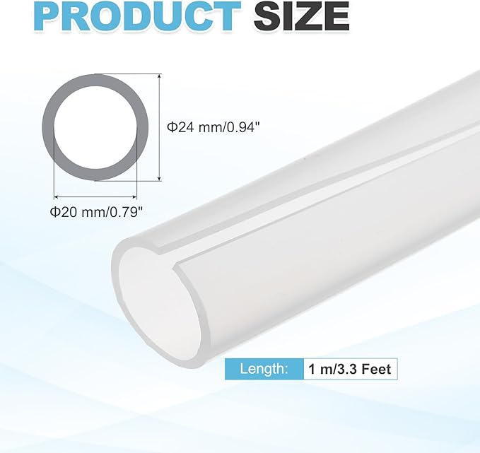 MECCANIXITY 1 m Split Silicone Cable Sleeve Tubing, ID 20mm Clear Split Silicone Tube Cord Organizer Wire Shielding Sheathing Wrap for USB Charge Power Cord Audio Video Cable