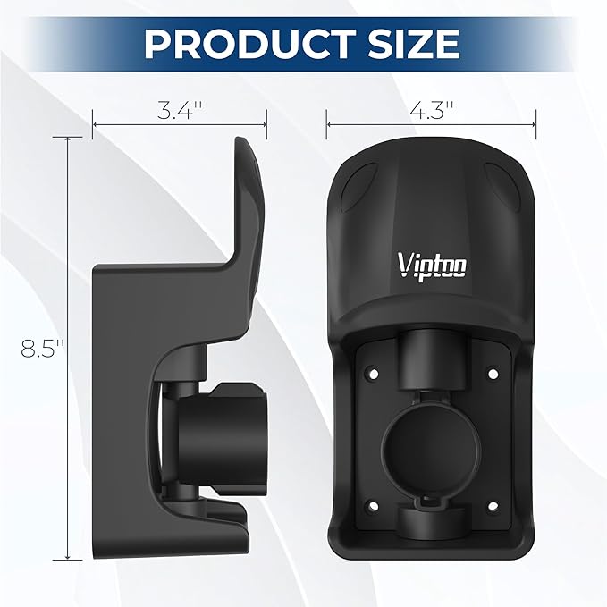 VIPTOO EV Charger Wall Mount Holder, J1772 Charger Cable Organizer with 5-Level 0°–180° Adjustable Rotation for All EV Chargers, Unique Sports Car Design