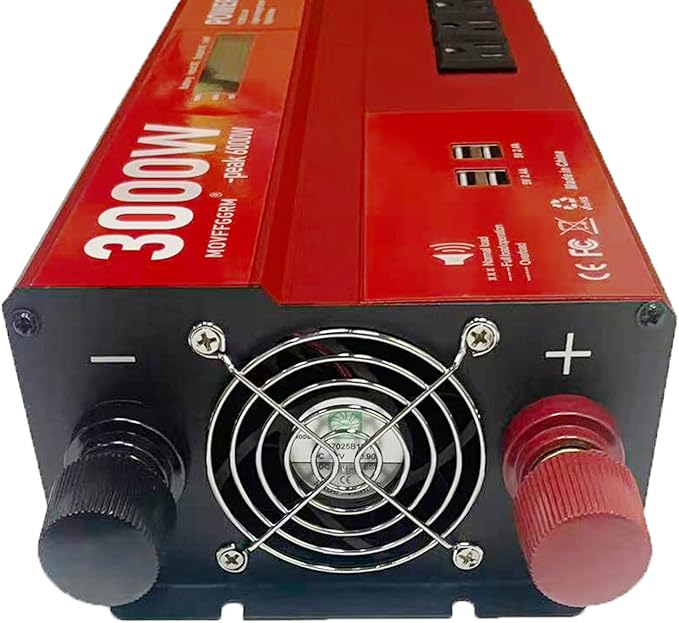 3000W 12V Power Inverter,Peak 6000W, Car/Truck/RV DC 12V to 110V 4AC Converter, 6X 2.4A USB Ports,with 18W Type-C Quick Charge Port,LCD Digital Display
