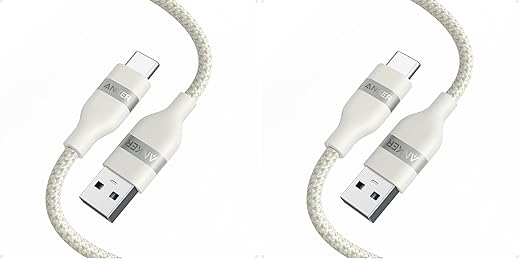 Anker Car Carplay Cable for iPhone 17 16 Pro Max Plus, Upcycled Braided USB A to USB C Car Charger Cord for Samsung Note20 and More (3FT,White) (Pack of 2)