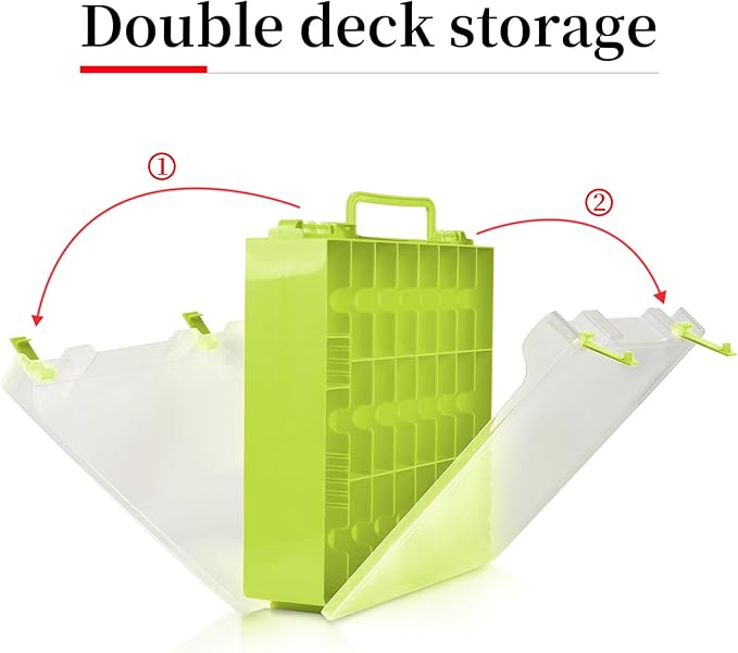 FULLCASE Toys Organizer Storage Compatible with Hot Wheels Car, Container for Matchbox Cars, Mini Toy, Small Dolls, Double Sided Carrying Box for Hotwheels - 48 Compartments (Case Only) Green