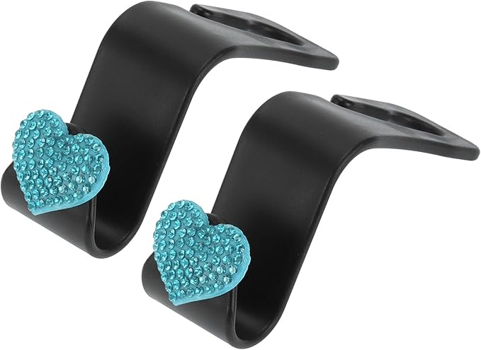 Car Seat Headrest Hook Interior Accessories for Most Car, SUV, Truck Car Seat Back Organizer Hooks Plastic Rhinestone Sturdy Blue 2.4"x1.26"