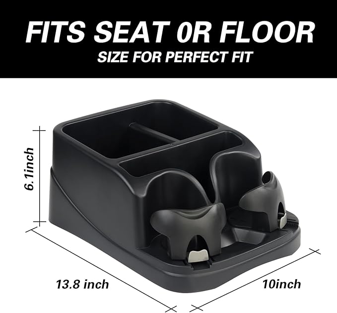 Center Console Organizer,Automotive Consoles Organizers and Storage with 2 Adjustable Cup Holders,Back Bench and Front Seat or Floor Middle Console Universal for Car Truck RV Van SUV (Black)