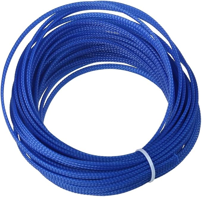 Aicosineg 32.81ft PET Flexible Braided Cable Sleeve 0.16inch Width Wire Loom Sleeving and Organizer Flexible Wire Mesh Sleeve Wrap Protector for TV Audio PC Cords from Pets Chewing Blue