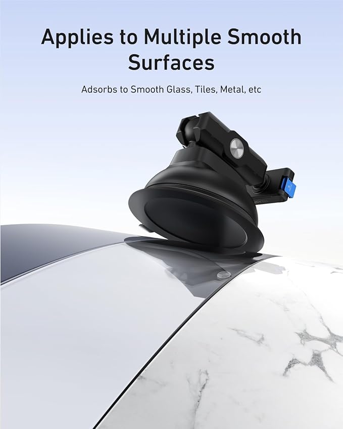 TELESIN Suction Cup Car Mount for DJI Action 6 5 pro/4/3 – Strong Magnetic Base, 360° Adjustable Dual Ball Head, Quick Release Camera Mount for Windshield, Dashboard & Smooth Surfaces