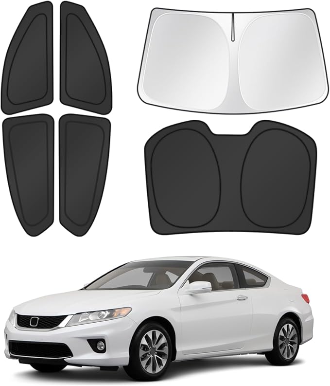 Canvcle Window Shades for 2013-2017 Honda Accord Accessories Windshield Sun Shade Side Rear Window Cover Sunshade Sun Visor Shield Privacy Protection for Camping Keep Vehicle Cool Black 6PCS