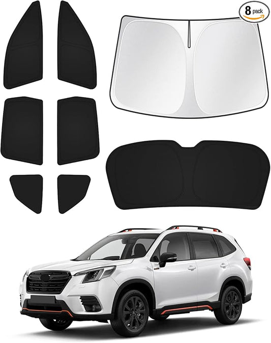 Canvcle Sunshades for 2019-2024 Subaru Forester Accessories Windshield Sun Shade Side Rear Window Shade Cover Sun Visor Shield Privacy Protection Keep Vehicle Cool Black 8PCS