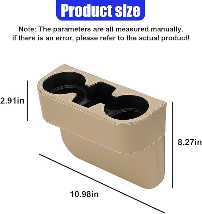 YoRise Car Cup Holder, PU Leather Automotive Cup Drink Holder, Car Seat Gap Filler Storage Box, Multifunctional Front Seat Organizer, Cell Mobile Phone Holder, Coin Bucket (Beige)