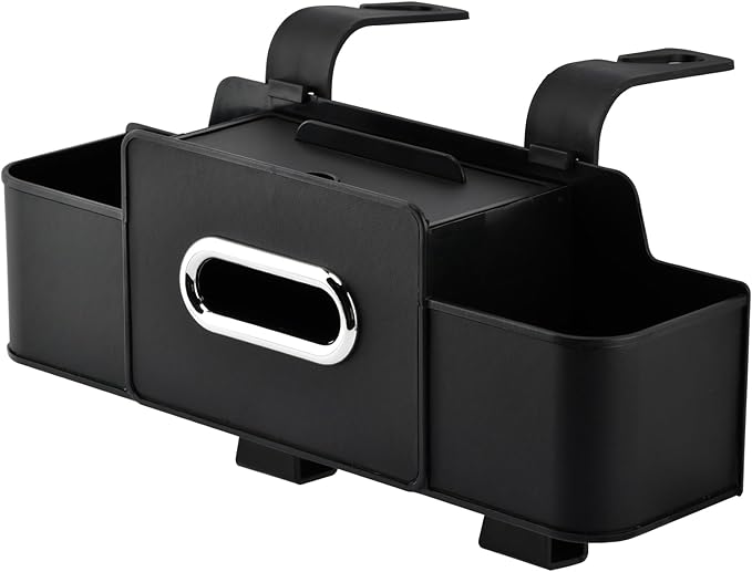 Back Seat Car Organizer, Multifunctional Car Seat Back Storage Box with Hook Tissue Box Cup Holder can Hold Phone Drinks Handbag fits Most Vehicles(COLOR:Black)