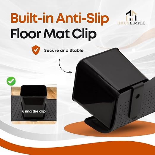 Car Trash Can Waterproof Vehicle Garbage Bin, Leakproof Anti Slip Floor Mat Clip Trash Bag Holder for Car, Truck, SUV, Van Portable Auto Trash Container with Stability Clips (Black with Cover, Small)