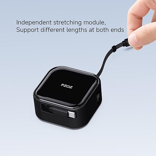 pzoz Retractable USB C Charging Cable, Two-Way Freely Retractable Charger/Data Type C for Desktop Car Cable Management Organizers Suitable iPhone/Samsung/MacBook/iPad