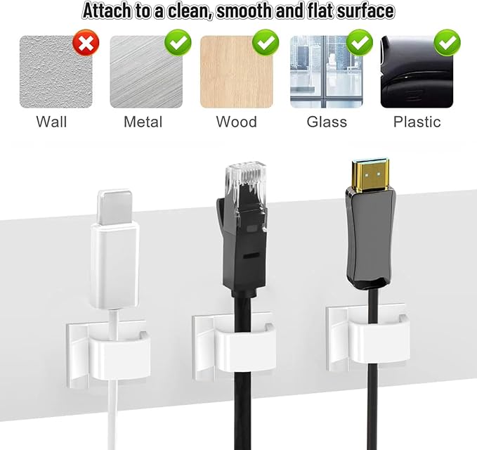 5/8 in Adhesive Cable Clips, 60pcs Outdoor Light Clips, Cord Clips, Sturdy Wire Clips, Finisher Wire Clamp for Home, Car, Office Wire Management Clipsr (White, 5/8"-60PCS)