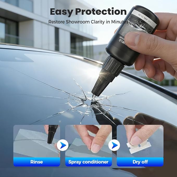 Windshield Crack Repair Kit, Windshield Repair Kit, Windshield Repair Liquid for Cracks, Car Window Repair Kit for Glasses, Mirrors (3Pcs)