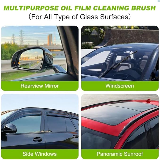 2026 Upgrade Clear Vision Windshield Cleaner, Clear Vision Glass Cleaner, Reusable Oil Film Cleaning Brush for Car Windows, Crystal-Clear View in Any Weather, Prevents Rain and Fog (1, 2.0 Green)