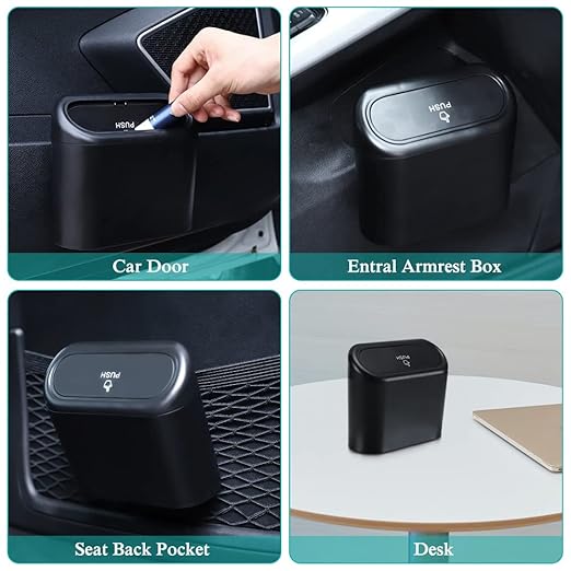 Accmor Car Trash Can with Lid, Leakproof Vehicle Garbage Organizer Holder Bin with 60 Pcs Trash Bags, Mini Auto Dustbin Interior Accessories Storage Container for SUV, Office, Home