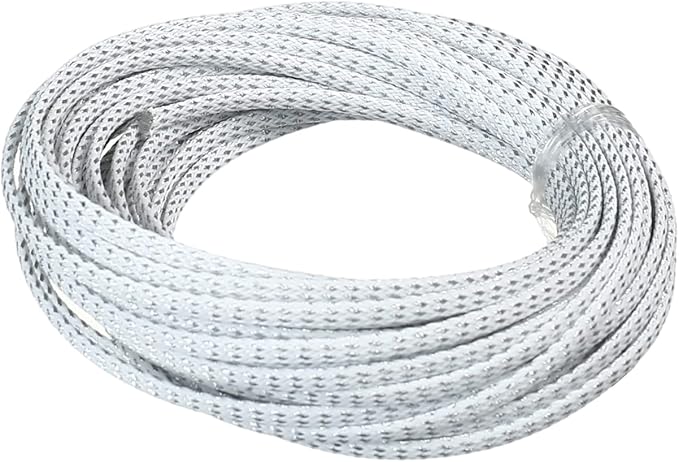 Aicosineg Cable Sleeve Braided Sleeving PET Wire Loom Tubing Cable 32.81ft-1/6inches Wrap Protector for HiFi Audio and Video Headphone Cable Protect Wires from Chewing of Pets Silver