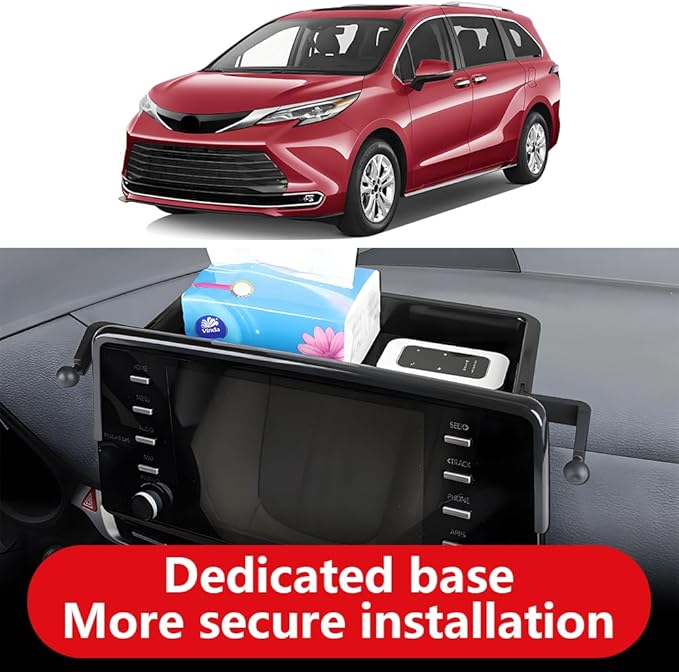 Car Phone Holder Center Console Organizer For Toyota Sienna 2021 2022 2023 2024 Auto Accessories Navigation Bracket Interior Decoration Screen dash board Mobile Cell Mount case 【Not fit Sienna 2025】