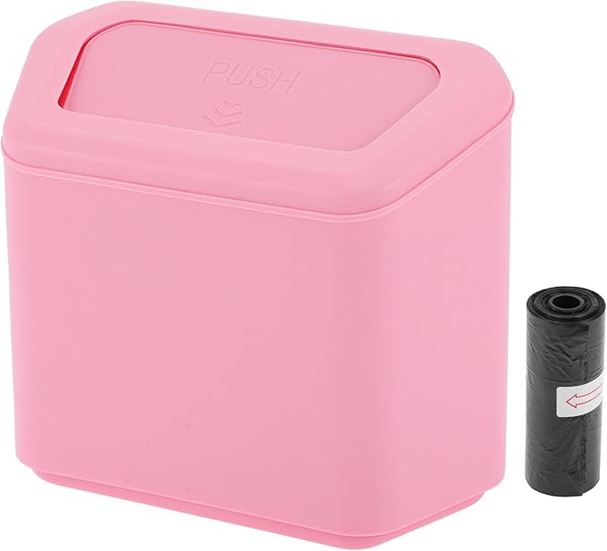Car Trash Can Car Door 6.3" Length 2.8" Width 5.5" Height Auto Trash Bin Plastic Pink Hanging