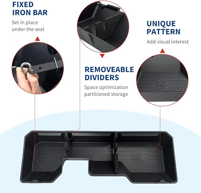 Rear Underseat Storage Compatible with 2019-2025 RAM 1500 Pickup ABS Under Seat Organizer Bin (ABS - Black, 2019+ RAM 1500)