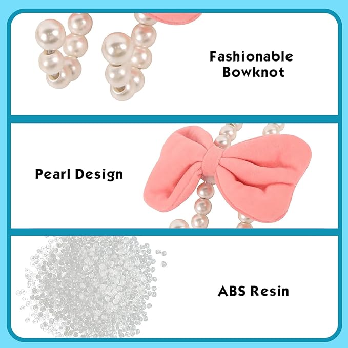 2 PCS Bow Pearl Car Headrest Hooks, Elegant & Cute Seatback Storage Organizers, Durable Alloy Accessories for Hanging Backpacks Umbrellas & Wallets for Girl Women's Vehicles (Pink)
