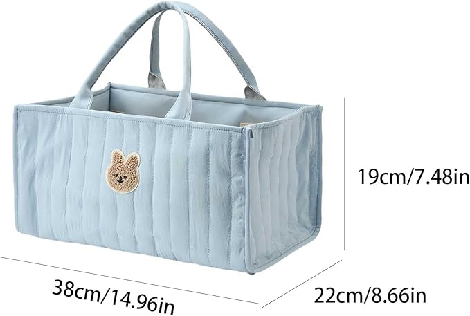 Diaper Caddy Organizer,Cute Floral Nursery Storage Basket,Soft Portable Changing Table Car Caddy Organizer Gift (Bear B)