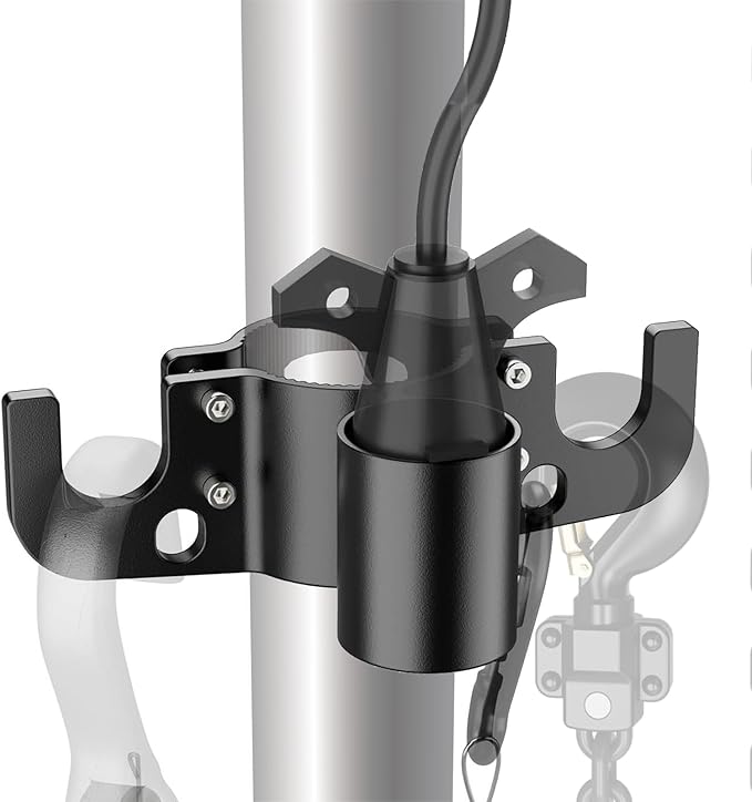 Tiiyee Trailer Chain Holder, Aluminum Trailer Towing Organizer for 7 Way Plug Cable Wire Harness Holder Cover Heavy Duty RV Tongue Jack Accessories for Outside Travel Camper